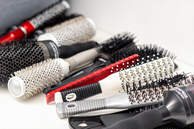 Different hair brushes and combs