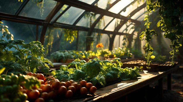 写真 様々な種類の野菜の栽培 温室での農業