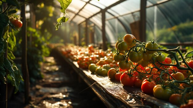 Different kind of Vegetable cultivation Farming in the greenhouse Room