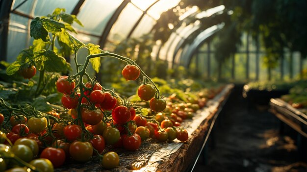 Different kind of Vegetable cultivation Farming in the greenhouse Room