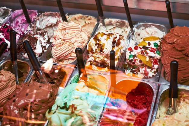 Different kinds of ice-cream in italy