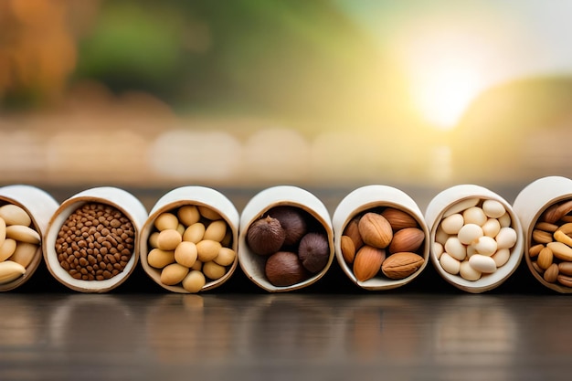 different kinds of nuts including almonds, almonds, and almonds are on a table.