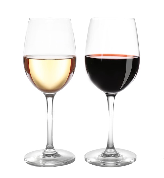 Photo different kinds of wine in gasses on light background