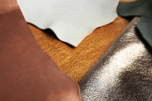 Photo different leather texture close up