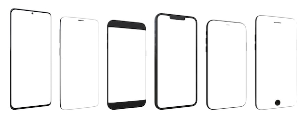 Different models of modern smartphones with a transparent screen