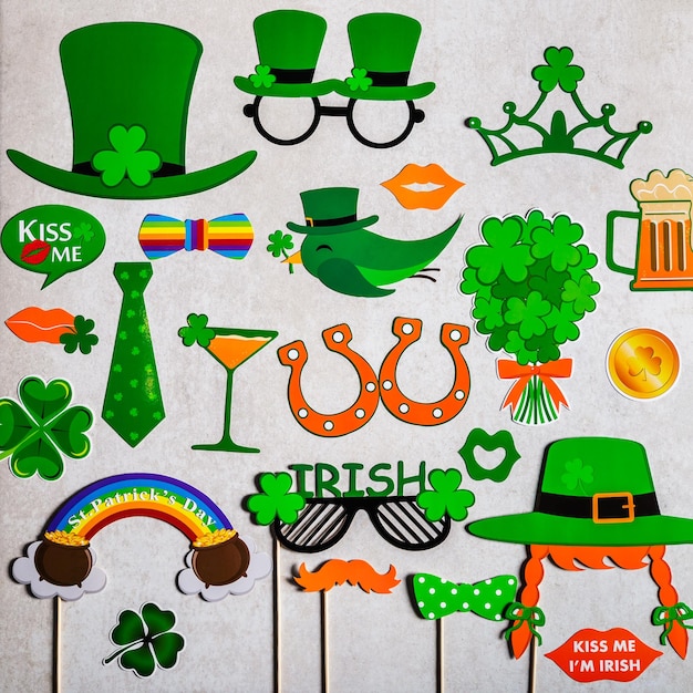 Different photo booth props for St Patricks Day party