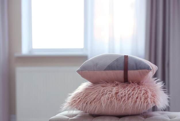 different pillows in room