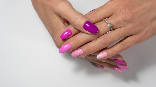 Photo different pink nails