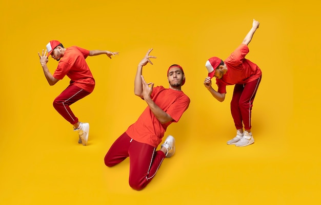 Different poses of a dancing person