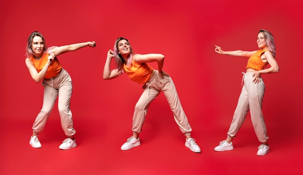 Different poses of a dancing person