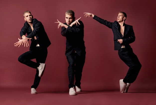 Different poses of a dancing person