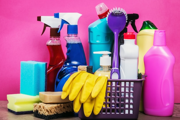 Different products and cleaning items