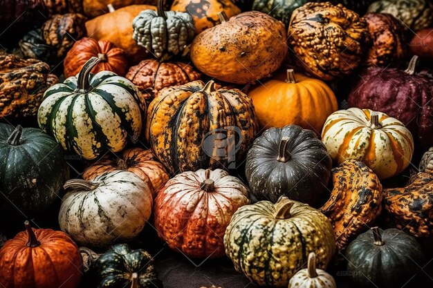 Different pumpkins background photo