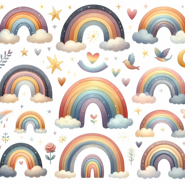 different rainbows on a white background rainbow collection