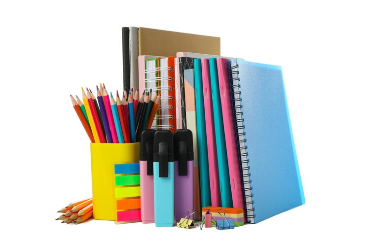 Photo different school supplies isolated