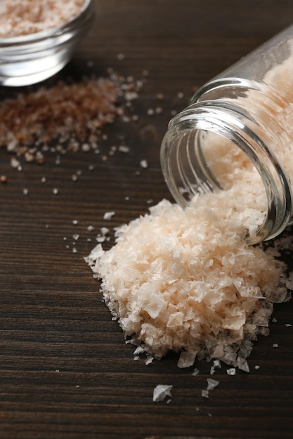 Different sea salt close up