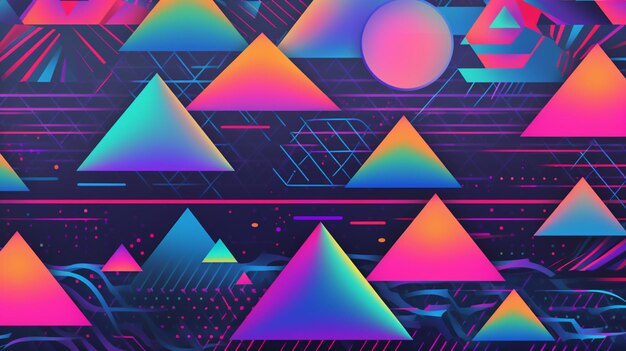 Different shapes pattern in the style of vapor wave