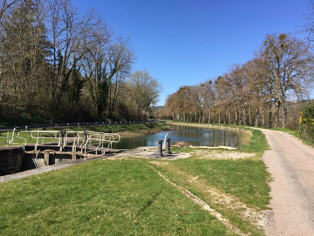 Different stages of spring on the burgundy canal near dijon france