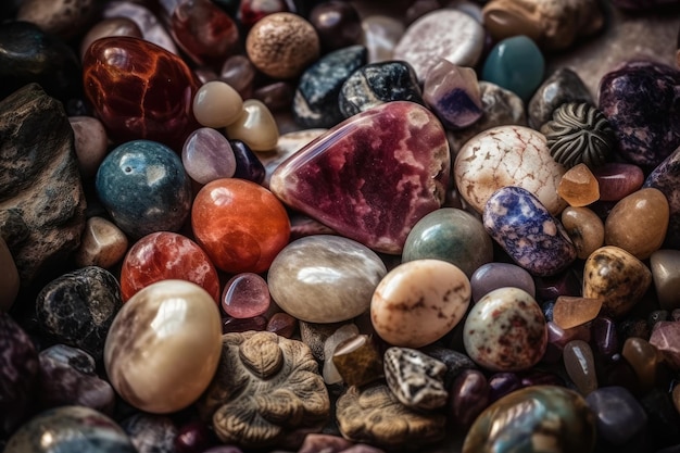 다른 돌 광물과 보석은 야외에서 한 장면