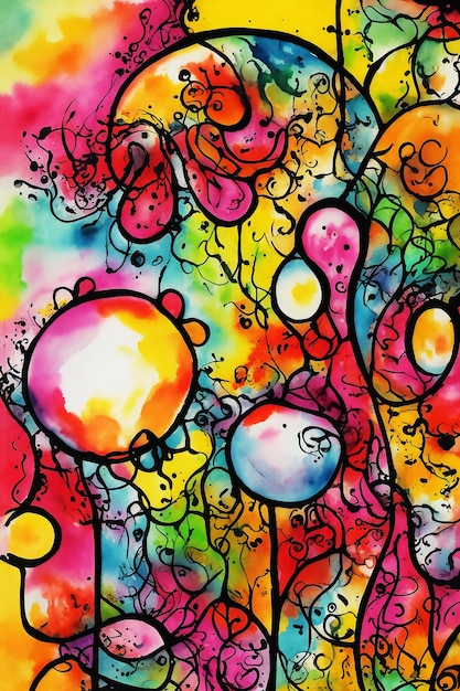 Different style awesome multicolor abstract colorful painting on paper hd watercolor image