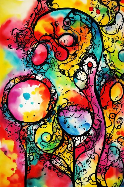 Different style awesome multicolor abstract colorful painting on paper hd watercolor image