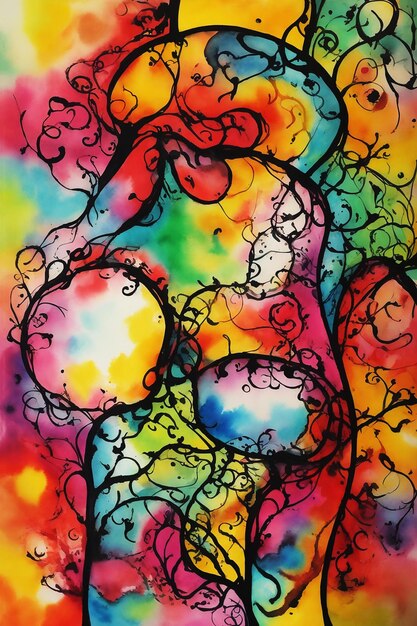 Different style awesome multicolor abstract colorful painting on paper hd watercolor image