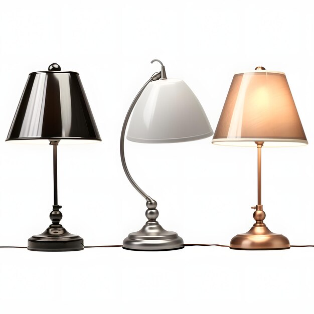 Different stylish table lamps isolated on transparent background