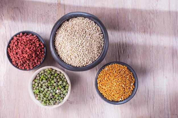 Different super foods organized as a collection on the table