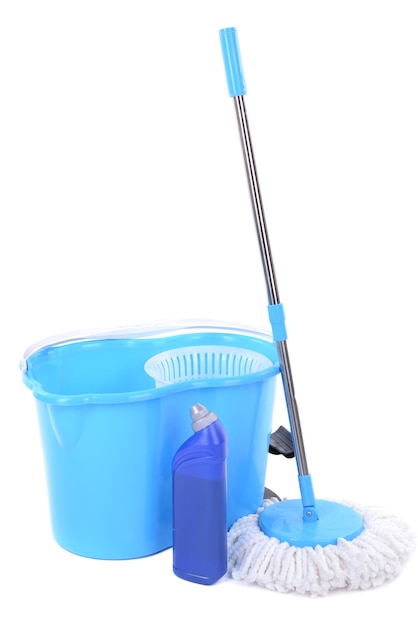 Different tools for cleaning floor in room