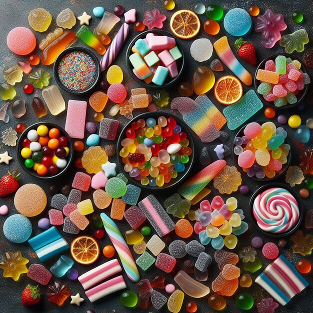 Different type and color sweet candy ai generated