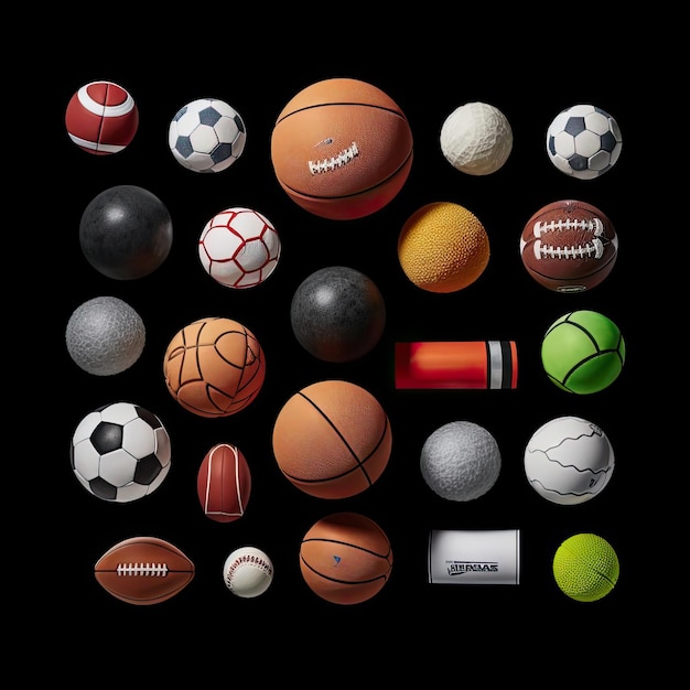 Photo different types of balls from various sports including basketball volleyball and soccer