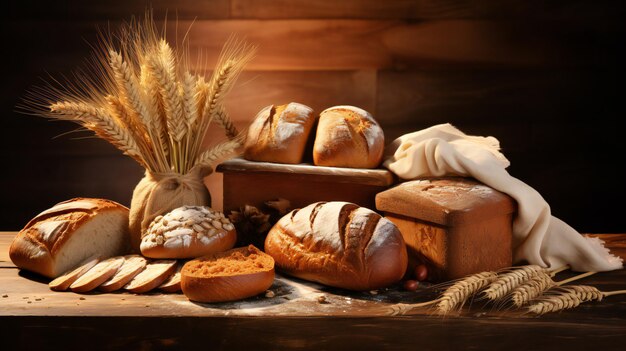 Photo different types of bread made from wheat flour