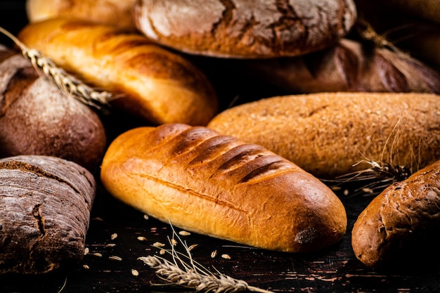 Different types of bread with spikelets