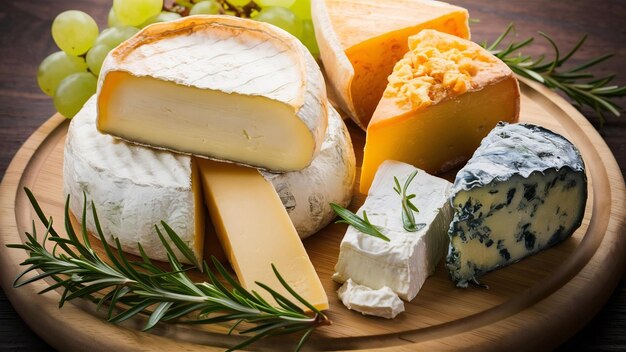 절단판 에 있는 여러 가지 종류의 치즈