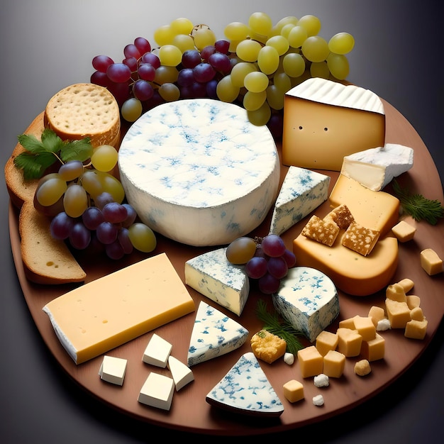 Different types cheese plate presentation