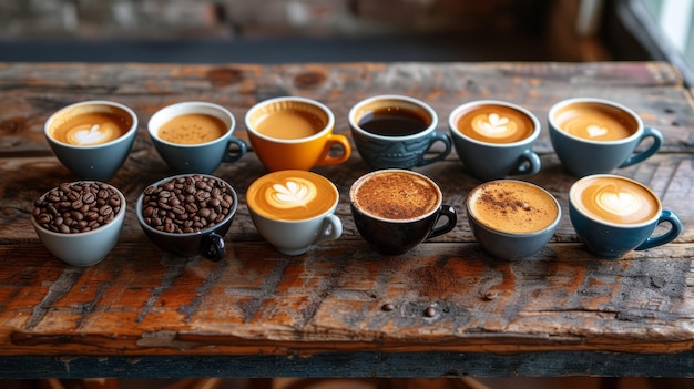 Different types of coffee drinks