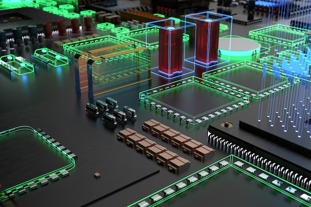 Different types of computers and spare parts