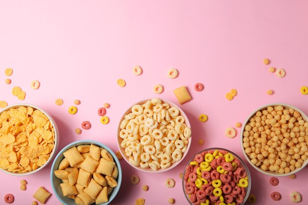 Different types of corn breakfasts on the table closeup