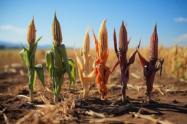 Different types of corn plantings showcasing diversity and innovative methods Generative AI