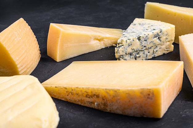 Different types of delicious cheese. 