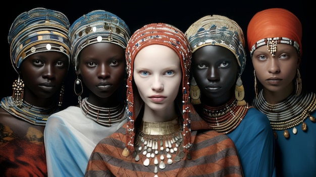 Foto diversi tipi di bellezza femminile diverse culture e nazionalità diversità editoriale di moda