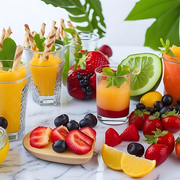 Different types of food drink frutes for simple entertainment