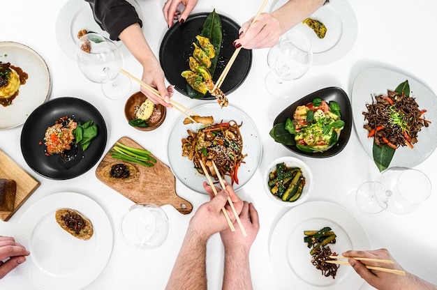 Different types of food on plates