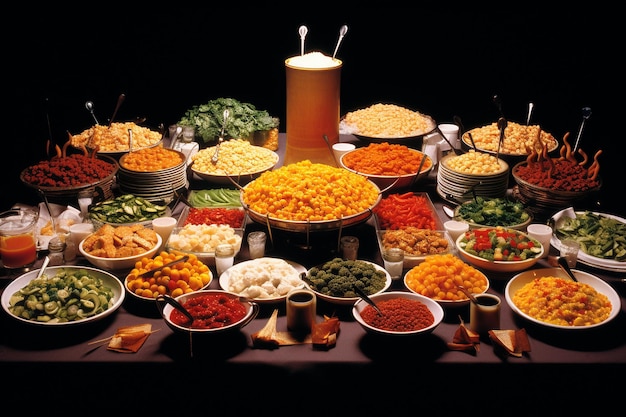 テーブルの上のさまざまな種類の食べ物