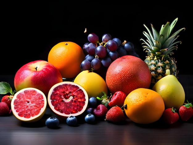 Foto diversi tipi di frutta fresca