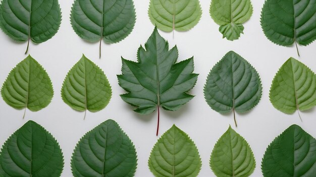 Different types of leaves with copy space for white backdrop