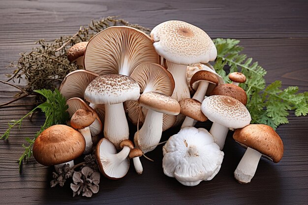 Photo different types of mushrooms