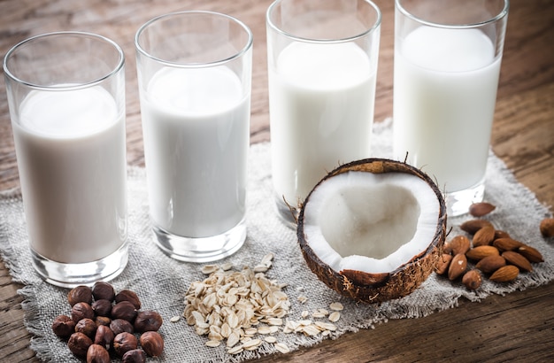 Different types of non-dairy milk