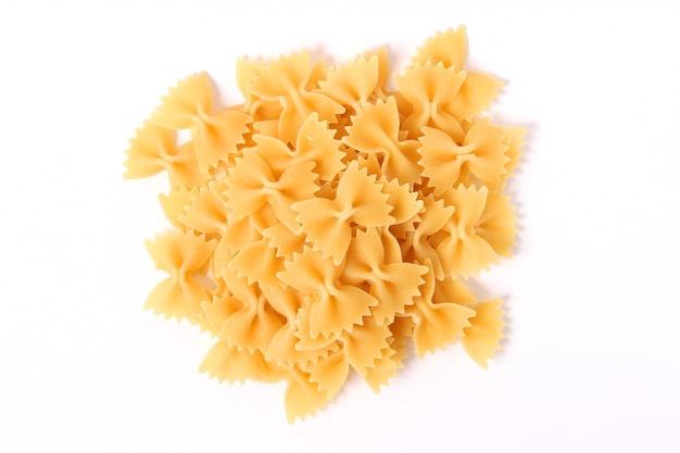 Different types of raw italian pasta closeup