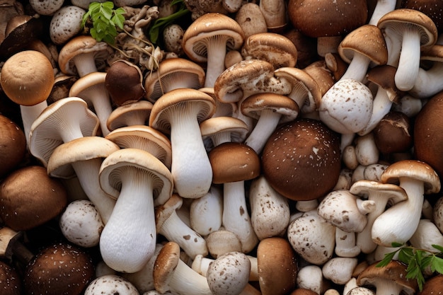 Photo different types of raw mushrooms portobello champignons shimeji mushrooms origin